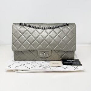 Chanel Silver 2.55 Reissue Classic Double Flap Bag (Size 227)